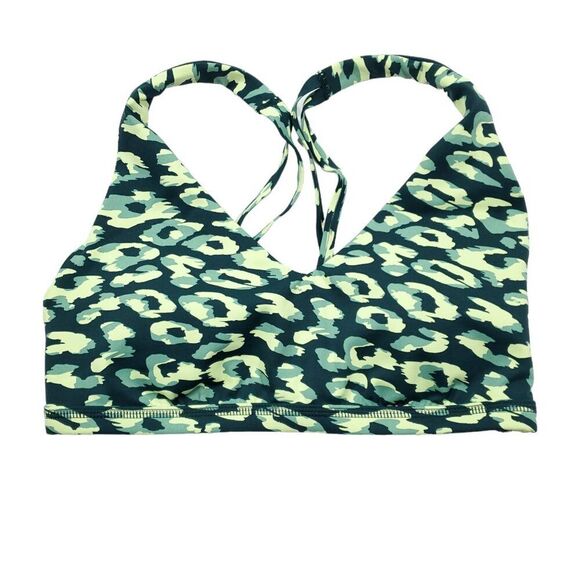 Offline Aerie Goals Plunge Sports Bra Deep Forest Green Animal Print Size Small - Picture 1 of 5
